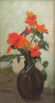 Constantin Artachino : Edelweiss in brown vase